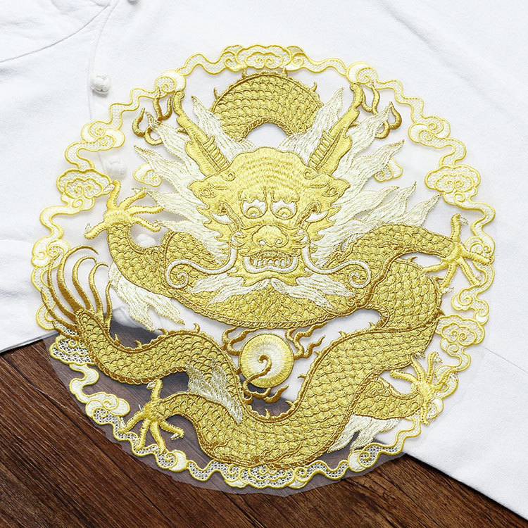 Ethnic Fashion For Men - Toppa circolare in tessuto con drago